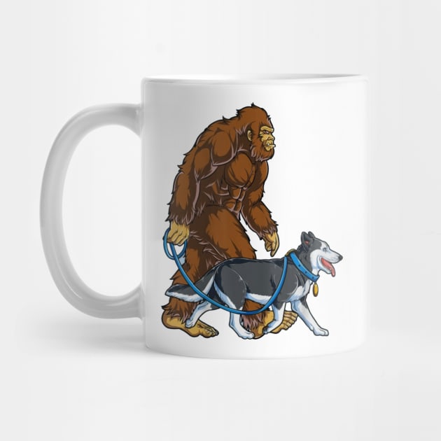 Funny Bigfoot Sasquatch Walking Husky by JameMalbie